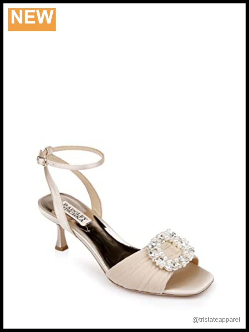 Nimah Kitten Heel Sandal Leather Lining Buckle Ankle Strap Formal Evening